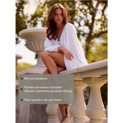 Платье мини женское с глубоким вырезом MINAKU, размер 42, белое