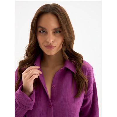 Пижама женская (рубашка, шорты) KAFTAN Basic, размер 40-42, сиреневая