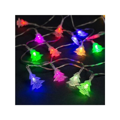 Гирлянда «Нить» 3 м с насадками «Ёлки», IP20, прозрачная нить, 20 LED, свечение мульти (RG/RB), мигание, USB