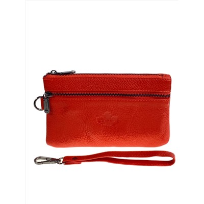 Женский кошелёк  из натуральной кожи, цвет коралловый