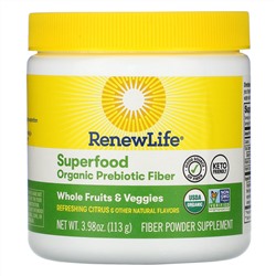 Renew Life, Superfood Organic Prebiotic Fiber, Refreshing Citrus, 3.98 oz (113 g)