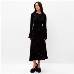 Платье с завязками на талии миди женское MIST Flower, размер 42, чёрное