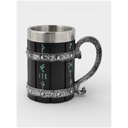 Кружка средневековая «Руны», 400 мл, нержавеющая сталь, чёрная