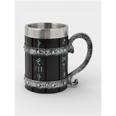 Кружка средневековая «Руны», 400 мл, нержавеющая сталь, чёрная