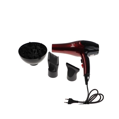 УЦЕНКА Фен Luazon LF-28, 1600 Вт, 2 скорости, 3 температурных режима, 3 насадки, расчески, черный, 9