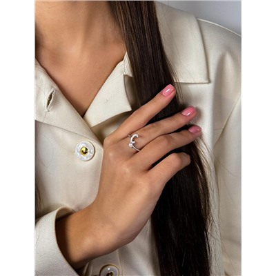 Кольцо из серебра с фианитами родированное - буква "С" 925 пробы К-4583-Р