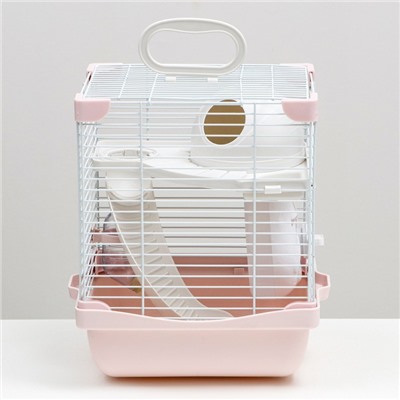 Клетка для грызунов укомплектованная, 23×19×28 см, розовая