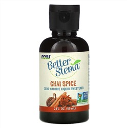 Now Foods, Better Stevia, бескалорийный жидкий подсластитель, «Чайные специи», 59 мл (2 жидк. унции)