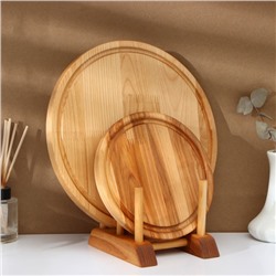 Набор деревянных разделочных досок на подставке «Фортуна», d=30, 20×1.8 см, пропитаны минеральным маслом, берёза