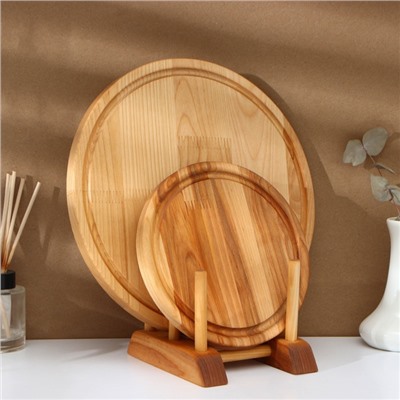 Набор деревянных разделочных досок на подставке «Фортуна», d=30, 20×1.8 см, пропитаны минеральным маслом, берёза