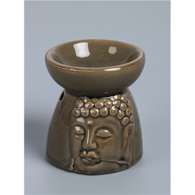 УЦЕНКА Аромалампа для эфирных масел керамика «Лик Будды», серая, 8×8×9 см