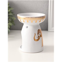 Аромалампа для эфирных масел «Индийский слон», керамика, белая с золотом, 9.3×9.3×11.8 см
