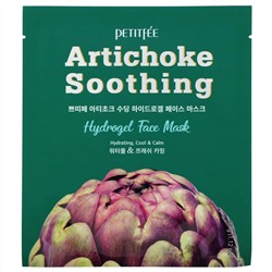 Petitfee, Artichoke Soothing, успокаивающая гидрогелевая маска для лица с артишоком, 5 шт., по 32 г (1,12 унции)
