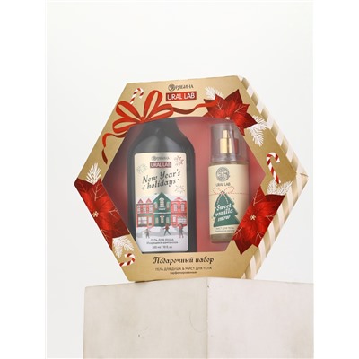 Подарочный набор Happy New Year: гель для душа и мист для тела, белый, URAL LAB