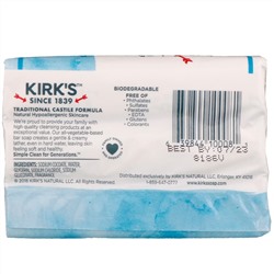 Kirk's, Gentle Castile Soap Bar, Original Fresh Scent, 3 Bars, 4 oz (113 g) Each