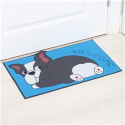 Коврик влаговпитывающий придверный «Доляна. Бульдог», без окантовки, 38×57 см, синий
