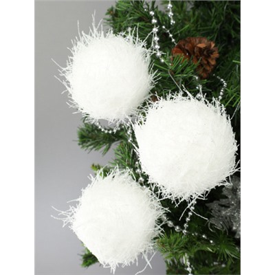 Новогоднее украшение Шары 3 штуки 8 см / WF-191 /уп 128/белые