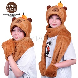 Шапка карнавальная "Капибара" с апельсинкой 43*40 см.