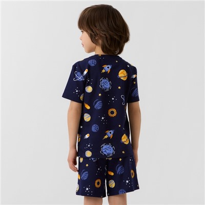 Пижама для мальчика (футболка и шорты) KAFTAN: Space, тёмно-синяя, размер 28 (86-92 см)
