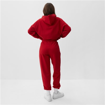 Костюм женский (толстовка, брюки) MIST Punk с вышивкой, размер 40-42, красный