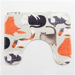 Коврик для ванной Этель «Котики», 50×40 см, велюр