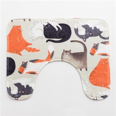 Коврик для ванной Этель «Котики», 50×40 см, велюр