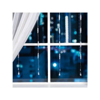 Гирлянда «Занавес» 2.5×0.65 м с насадками «Капли», IP20, прозрачная нить, 50 LED, свечение мульти, 8 режимов, 220 В