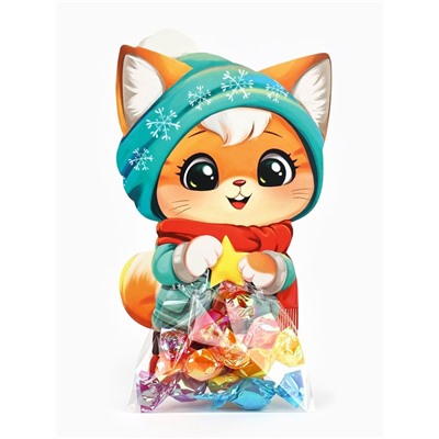 Пакетик под сладости на Новый год «Зимний котик», 6×11 см