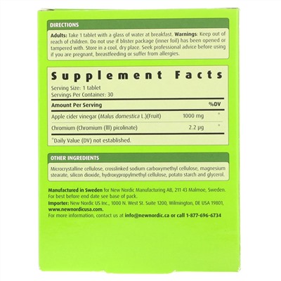 New Nordic, Apple Cider, 1,000 mg, 30 Tablets