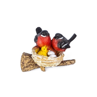 Подвесной декор из полистоуна «Гнездо со снегирями» 15×12×10 см