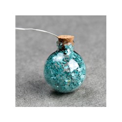 Гирлянда «Нить» 1.6 м с насадками «Бирюзовые шарики», IP20, серебристая нить, 15 LED, батарейки ААх2 (нет в комплекте), свечение белое