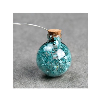 Гирлянда «Нить» 1.6 м с насадками «Бирюзовые шарики», IP20, серебристая нить, 15 LED, батарейки ААх2 (нет в комплекте), свечение белое