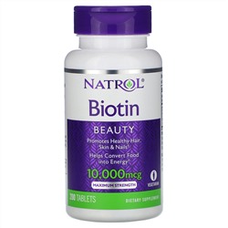 Natrol, биотин, максимальная сила действия, 10 000 мкг, 200 таблеток