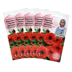 Семена Цветов Календула "Красная с чёрным центром",набор 5 шт