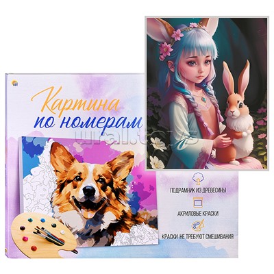 Холст с красками 40х50 см по номерам. Лесные жители (в коробке) (30 цв.)