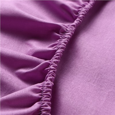 Простыня на резинке 2-спальная «Этель», 180×200+25 см, сиреневая, поплин