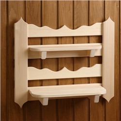 Полка для бани и сауны «Резная», 54×48×14 см, настенная, деревянная, 2 секции, «Добропаровъ»