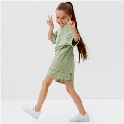 Костюм детский (футболка, шорты) KAFTAN Plushy, размер 30 (98-104 см), зелёный