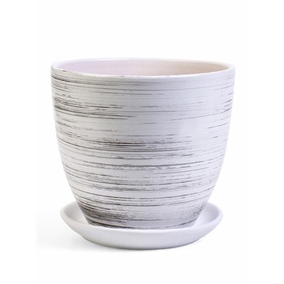 Горшок для цветов «День», 5 л, d=23 см, h=21 см, керамика, с поддоном, белый