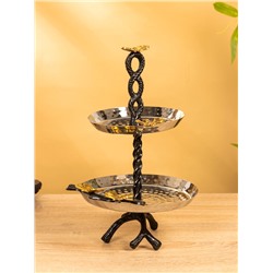 Фруктовница 2-х ярусная «Крю», 18×18×30 см, нержавеющая сталь