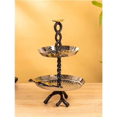 Фруктовница 2-х ярусная «Крю», 18×18×30 см, нержавеющая сталь