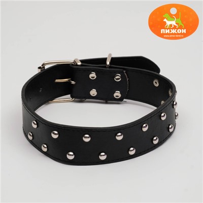 Ошейник клепаный в 2 ряда, 63.5×3.8 см, черный