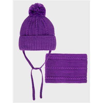 Комплект трикотажный для девочек: шапка, снуд