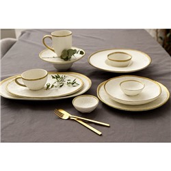 Блюдо фарфоровое сервировочное Magistro Poursephona, d=24 см, бежевый