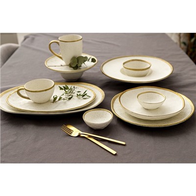 Блюдо фарфоровое сервировочное Magistro Poursephona, d=24 см, бежевый