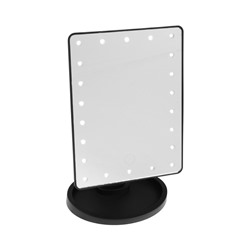Зеркало KZ-06, подсветка, сенсорная кнопка, 22 диода, 26.5×16×12 см, 4хАА, чёрное