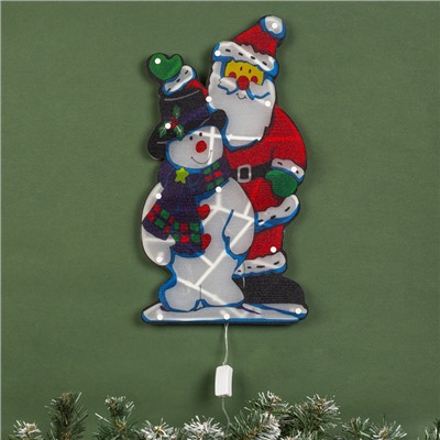 Светодиодная фигура «Дед Мороз и снеговик» 24×45 см, пластик, 220 В, свечение мульти (RG/RB)