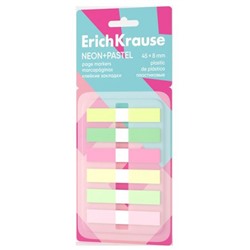 Закладки с клеевым краем 48х8 мм 6цвх20шт Neon+Pastel пластиковые 63666 ErichKrause