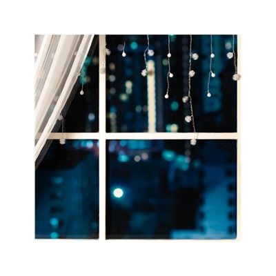 Гирлянда «Бахрома» 1.8×0.5 м с насадками «Шарики и ёжики», IP20, прозрачная нить, 48 LED, свечение мульти (RG/RB), мигание, 220 В