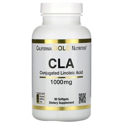 California Gold Nutrition, Clarinol, КЛК, конъюгированная линолевая кислота, 1000 мг, 90 мягких таблеток